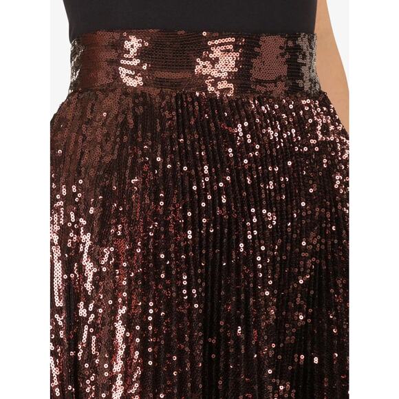 NWT Dolce & Gabbana Bronze Sequin Pleated Long Skirt IT 46 US XL - Picture 4 of 9